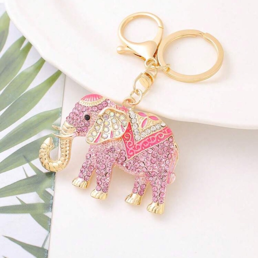 One Elephant Bag Charm and/or Keychain with Rhinestones Pick a Color